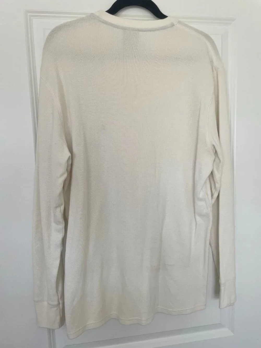 Polo Ralph Lauren Waffle Knit Thermal Shirt Men XL Cream Cotton Blue Pony